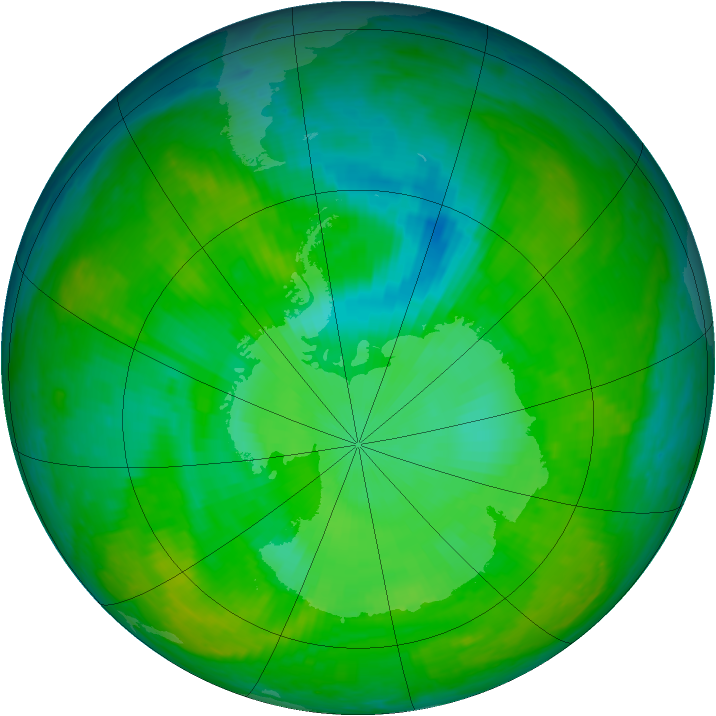 Antarctic ozone map for 14 December 2002